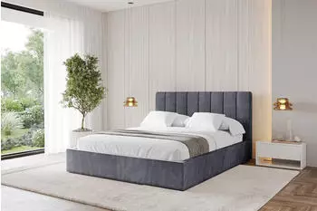 ALTDECOR Stera Polsterbett mit Bettkasten und Lattenrost, 200x200cm, dunkelgrau