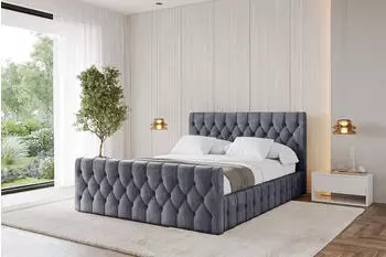 ALTDECOR LARO-Z Polsterbett mit Bettkasten und Lattenrost, 140x200cm, dunkelgrau (800001811239)