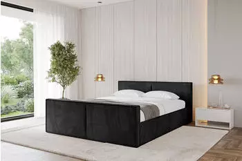 ALTDECOR Emmi-Z-V1 Polsterbett mit Bettkasten und Lattenrost, 140x200cm, schwarz (800001639074)