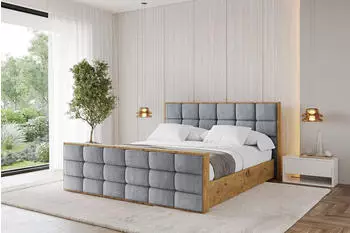 ALTDECOR ENZO2-Z Polsterbett mit Bettkasten und Lattenrost, 140x200cm, grau (800001642648)