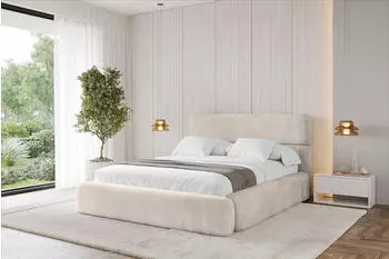 ALTDECOR ENORA Polsterbett mit Bettkasten und Lattenrost, 120x200cm, beige (800001813505)