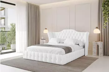 ALTDECOR Mody Polsterbett mit Bettkasten, Lattenrost & Matratze H3/H4, 200x200cm, wei&szlig; (800001638135)