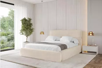 ALTDECOR ENORA Polsterbett mit Bettkasten und Lattenrost, 200x200cm, beige (800001813498)
