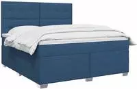 vidaXL Boxspringbett mit Matratze mit Kopfteil Blau 180 x 200 cm Stoff