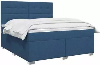 vidaXL Boxspringbett mit Matratze und Kopfteil, blau, 180x200cm, Stoff