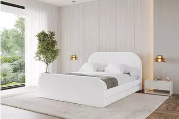 ALTDECOR LERIS-Z Polsterbett mit Bettkasten und Lattenrost, 200x200cm, wei&szlig; (800001641487)