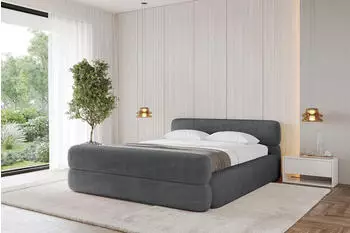 ALTDECOR Polsterbett ENORA-Z-V1 mit Bettkasten, Lattenrost & Matratze H3/H4, 200x200cm, dunkelgrau (800001641166)