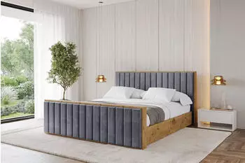 ALTDECOR ENZO4-Z Polsterbett mit Bettkasten und Lattenrost, 180x200cm, dunkelgrau (800001810691)