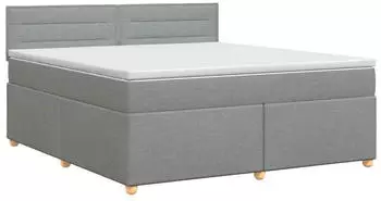 vidaXL Boxspringbett mit Matratze hellgrau 180x200cm Stoff (3451007)
