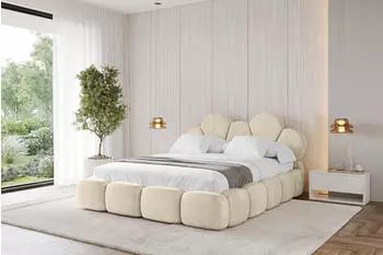 ALTDECOR LANA Polsterbett mit Bettkasten und Lattenrost, 200x200cm, beige (800001812904)