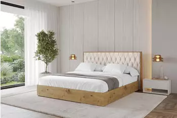 ALTDECOR ENZO5 Polsterbett mit Bettkasten und Lattenrost, 120x200cm, beige (800001808813)
