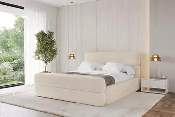 ALTDECOR Enora-Z Polsterbett mit Bettkasten und Lattenrost, 160x200cm, beige, H3/H4 (800001641969)