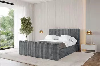 ALTDECOR ALOVA-Z-V1 Polsterbett mit Bettkasten und Lattenrost, dunkelgrau, 120x200cm