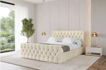 ALTDECOR Reno-Z Polsterbett mit Bettkasten & Lattenrost, beige, 140x200cm (H3/H4)