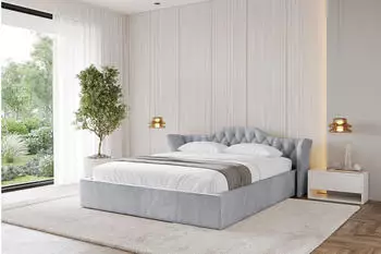 ALTDECOR ZORAN-v1 Polsterbett mit Bettkasten und Lattenrost, 180x200cm, hellgrau (800001813659)