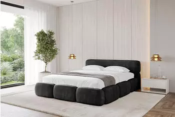 ALTDECOR ELVA-v1 Polsterbett mit Bettkasten und Lattenrost, 140x200cm, schwarz (800001812494)