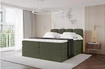 ALTDECOR Nina King Boxspringbett 120x200cm, H3/H4, gr&uuml;n (800001935992)