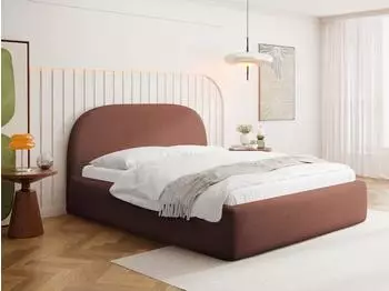 WFL GROUP Puro Polsterbett mit Bettkasten & Metall-Lattenrost, Chenille terrakotta, 120x200cm (800002101111)