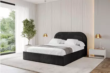 ALTDECOR Leray Polsterbett mit Bettkasten und Lattenrost, 160x200cm, schwarz (800001637431)