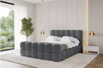ALTDECOR Leya-Z Polsterbett mit Bettkasten und Lattenrost 180x200cm, dunkelgrau (800001810128)