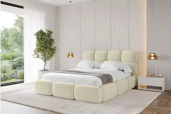 ALTDECOR NOMA Polsterbett mit Bettkasten und Lattenrost, 180x200cm, beige
