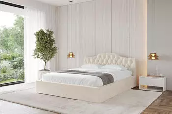 ALTDECOR FALIO-v1 Polsterbett mit Bettkasten, Lattenrost & Matratze H3/H4, 200x200cm, beige (800001641101)