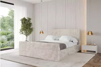 ALTDECOR ALOVA-Z Polsterbett mit Bettkasten und Lattenrost, 160x200cm, creme (800001640295)