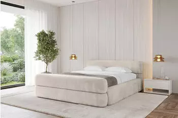 ALTDECOR ENORA-Z-v1 Polsterbett mit Bettkasten und Lattenrost, 160x200cm, beige (800001636986)