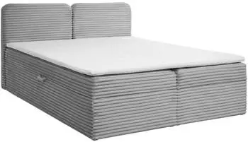 Beautysofa LARS Boxspringbett 140x200 mit Topper, Cord hellgrau (Tilia 86)
