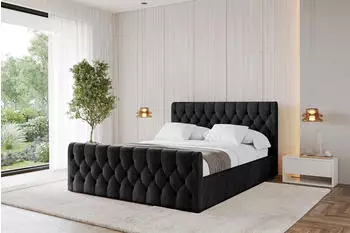 ALTDECOR RENO-Z Polsterbett mit Bettkasten & Lattenrost, schwarz, 120x200cm (800001812111)