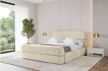 ALTDECOR Elva-Z Polsterbett mit Bettkasten und Lattenrost, 140x200cm, beige (800001809915)