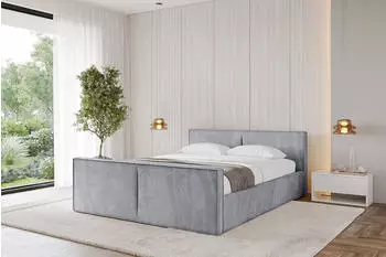 ALTDECOR Emmi-Z-V1 Polsterbett mit Bettkasten und Lattenrost, hellgrau, 140x200cm (800001640493)
