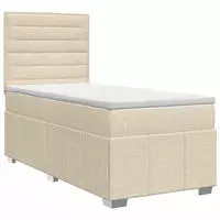vidaXL Boxspringbett mit Matratze Creme 100 x 200 cm Stoff
