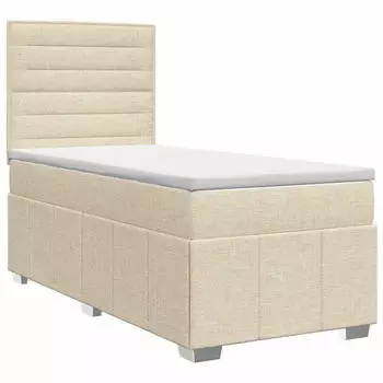 vidaXL Boxspringbett mit Matratze, Stoff, creme, 100x200cm (3454069)