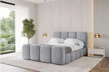 ALTDECOR KALA-Z Polsterbett mit Bettkasten und Lattenrost, 200x200cm, hellgrau