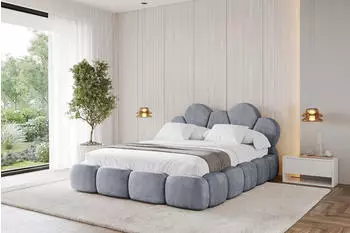 ALTDECOR Lana Polsterbett mit Bettkasten, Lattenrost & Matratze H3/H4, 180x200cm, grau