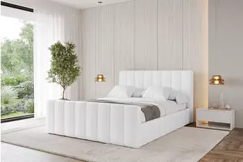 ALTDECOR Fino-Z Polsterbett mit Bettkasten und Lattenrost, wei&szlig; Kunstleder, 140x200cm (800001814900)