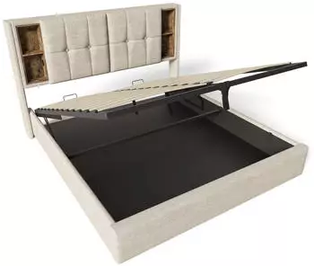 OKWISH Polsterbett 160x200cm Leinen mit Stauraum & kabellosem Laden