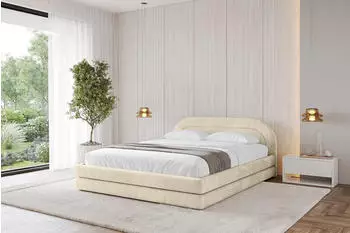 ALTDECOR LERIS-v1 Polsterbett mit Bettkasten und Lattenrost, 120x200cm, beige
