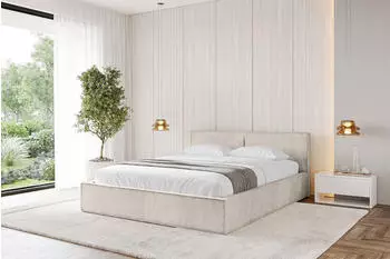 ALTDECOR EMMI-V1 Polsterbett mit Bettkasten und Lattenrost, 160x200cm, beige (800001638332)