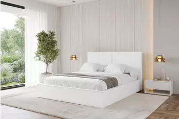 ALTDECOR Emmi Polsterbett mit Bettkasten und Lattenrost, wei&szlig; Kunstleder, 140x200cm (800001740418)
