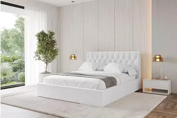 ALTDECOR Reno Polsterbett mit Bettkasten, Lattenrost & Matratze H3/H4, 180x200cm, wei&szlig; (800001740397)