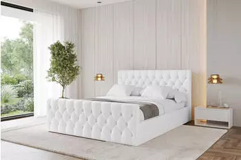 ALTDECOR Reno-Z Polsterbett mit Bettkasten und Lattenrost, wei&szlig; Kunstleder, 140x200cm (800001809439)