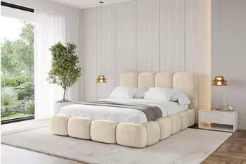 ALTDECOR KALA Polsterbett mit Bettkasten und Lattenrost, beige, 120x200cm (800001809203)