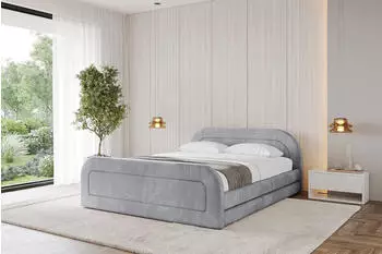 ALTDECOR LERIS-Z-v1 Polsterbett mit Bettkasten und Lattenrost, 140x200cm, hellgrau (800001641909)