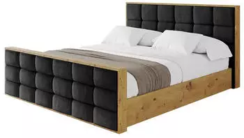ALTDECOR ENZO2-Z Polsterbett mit Bettkasten und Lattenrost, schwarz, 160x200cm