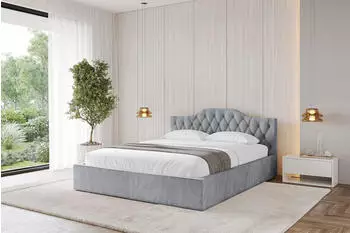 ALTDECOR FALIO-v1 Polsterbett mit Bettkasten und Lattenrost, 200x200cm, hellgrau (800001641198)