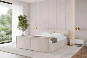 ALTDECOR Emmi-Z-V1 Polsterbett mit Bettkasten und Lattenrost, 140x200cm, beige (800001638883)