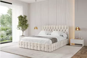 ALTDECOR LARO Polsterbett mit Bettkasten und Lattenrost, 120x200cm, beige (800001809904)