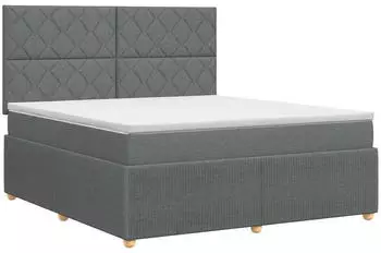 vidaXL Boxspringbett mit Matratze dunkelgrau 180x200cm Stoff (3454460)